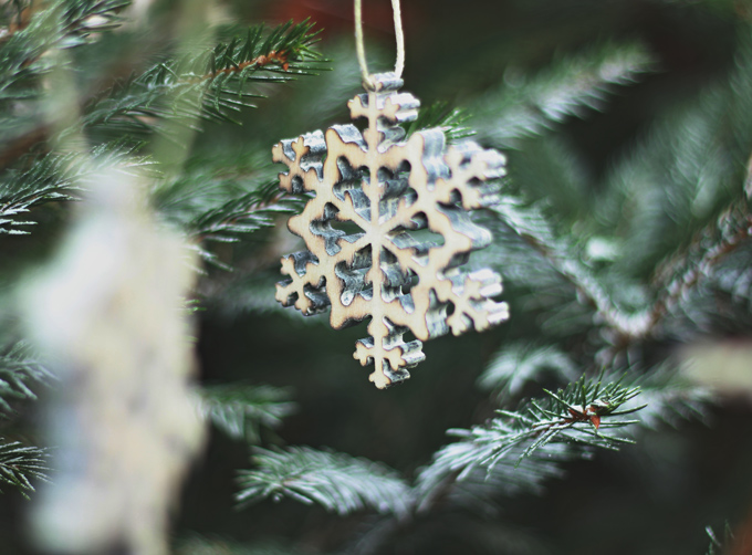 Hanging Wooden Snowflakes, set of 6 pieces, from our Wooden Christmas Decorations