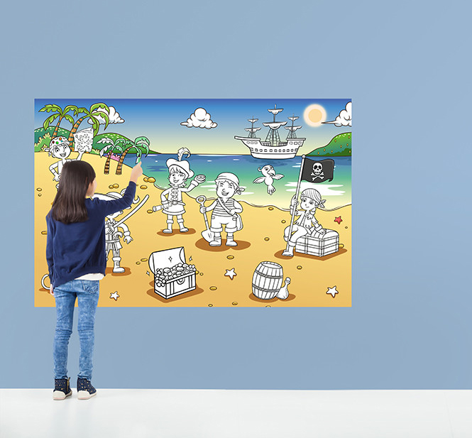 Piraten Baai - Kleur Het Zelf In Fotobehang; €29,90