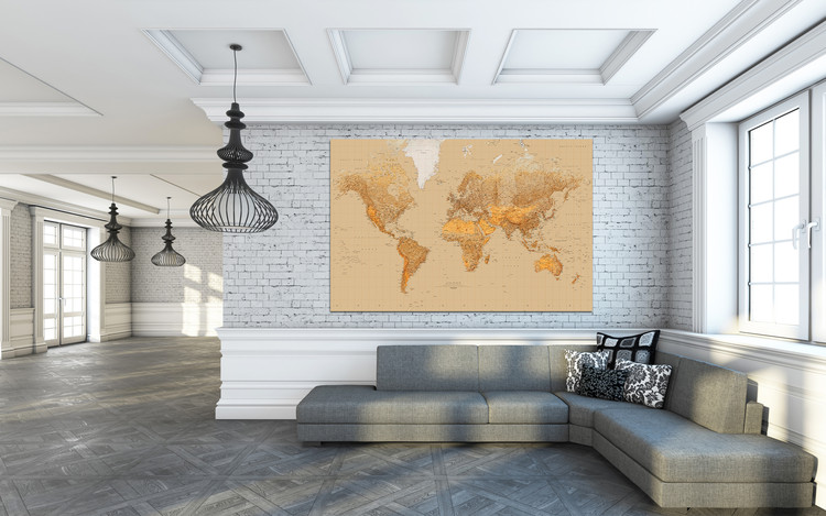 Carte du monde couleur sable