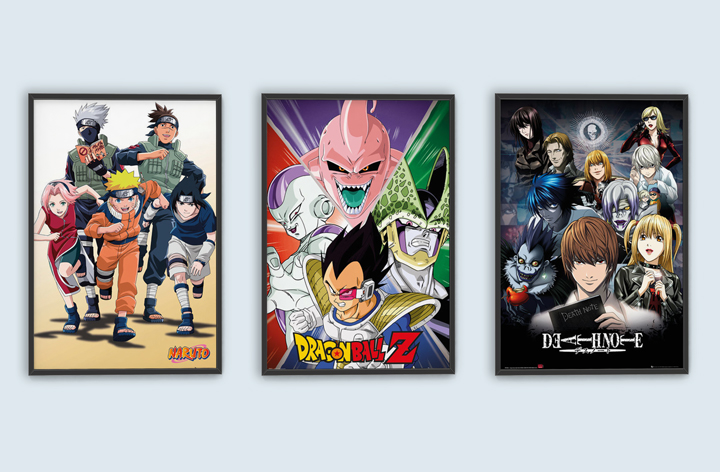 Naruto – Run, Dragon Ball Z – Villains and Death Note – Collage Posters; każdy plakat za 17,90 zł