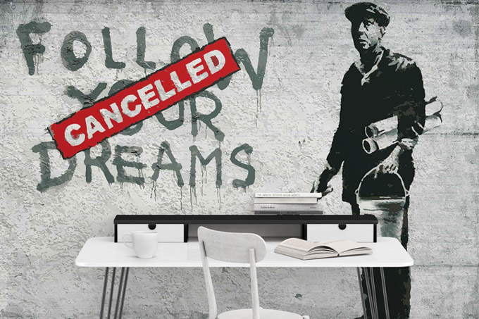 Fototapeta Banksy Betonowa ściana; różne rozmiany i ceny