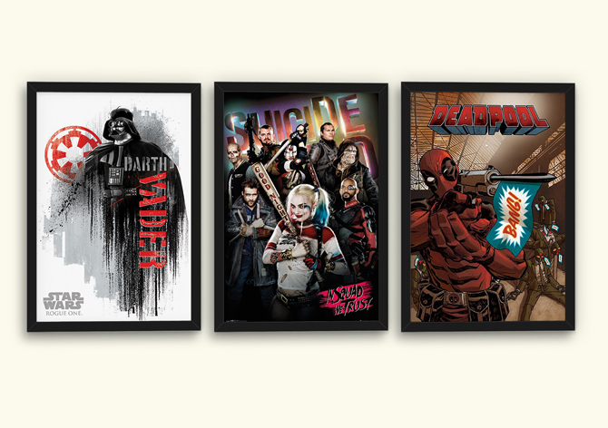 Plagát k filmom Rogue One, Samovražedný oddiel a Deadpool, cena za 1 ks: 5,99 €